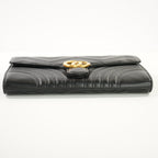 Gucci Marmont Quilted Black Leather Flap Clutch