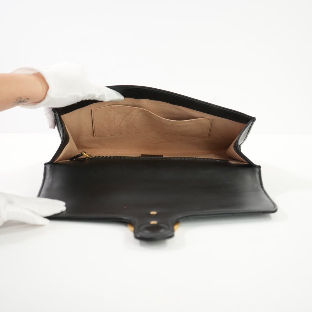 Gucci Marmont Quilted Black Leather Flap Clutch