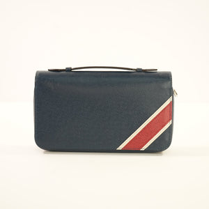 Louis Vuitton Taiga Zippy XL Wallet in Marine Blue with red & white stripe( Full Set)
