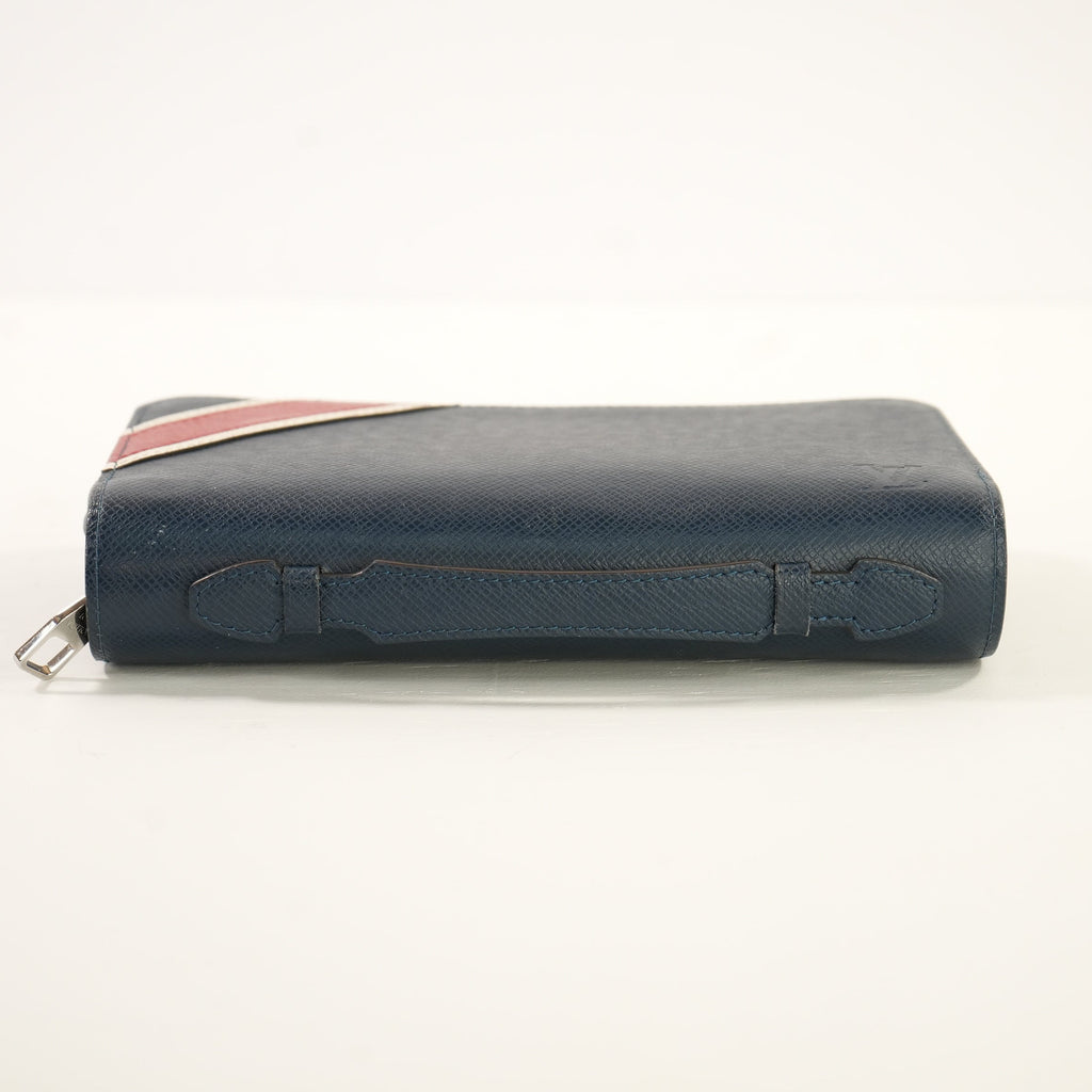 Louis Vuitton Taiga Zippy XL Wallet in Marine Blue with red & white stripe( Full Set)