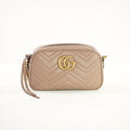 Gucci GG Marmont Pink Beige Matelasse SM Camera Bag Chevron Leather (Full Set)