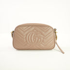 Gucci GG Marmont Pink Beige Matelasse SM Camera Bag Chevron Leather (Full Set)
