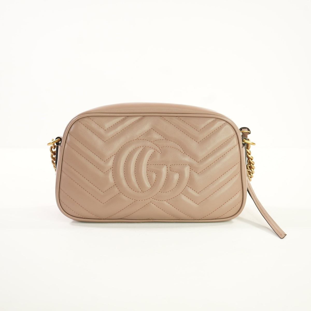 Gucci GG Marmont Pink Beige Matelasse SM Camera Bag Chevron Leather (Full Set)