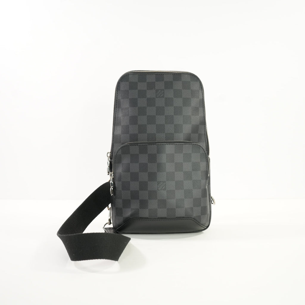 Louis Vuitton Avenue Sling Black Damier Graphite Bag, Full Set W/Paper Bag