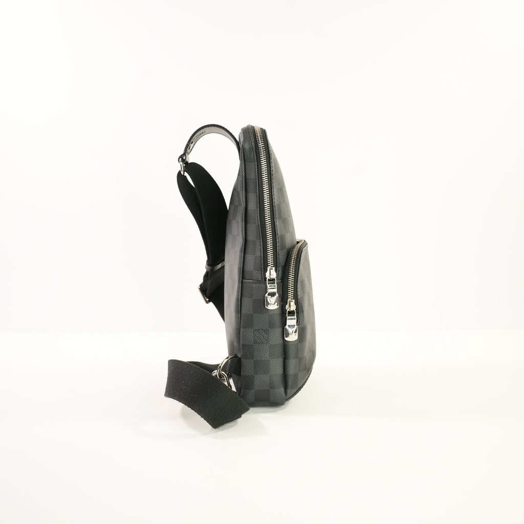 Louis Vuitton Avenue Sling Black Damier Graphite Bag, Full Set W/Paper Bag