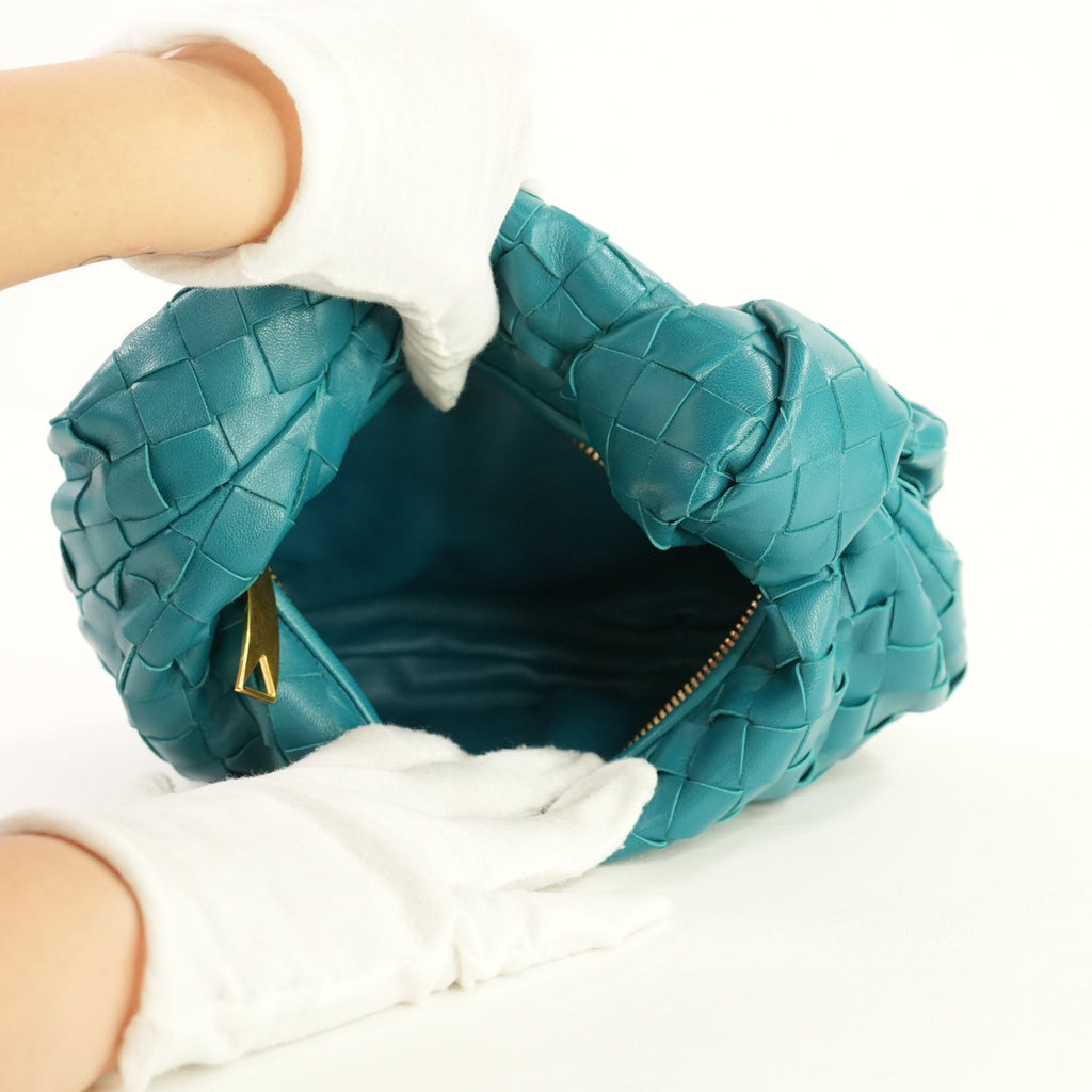 Bottega Veneta Teal Nappa Intrecciato Mini Jodie Handbag W/Dust Bag
