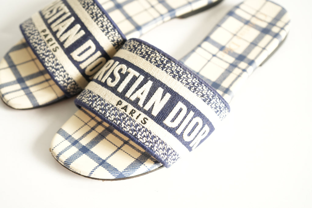 Christian Dior Blue Dway Slides Size 36 1/2