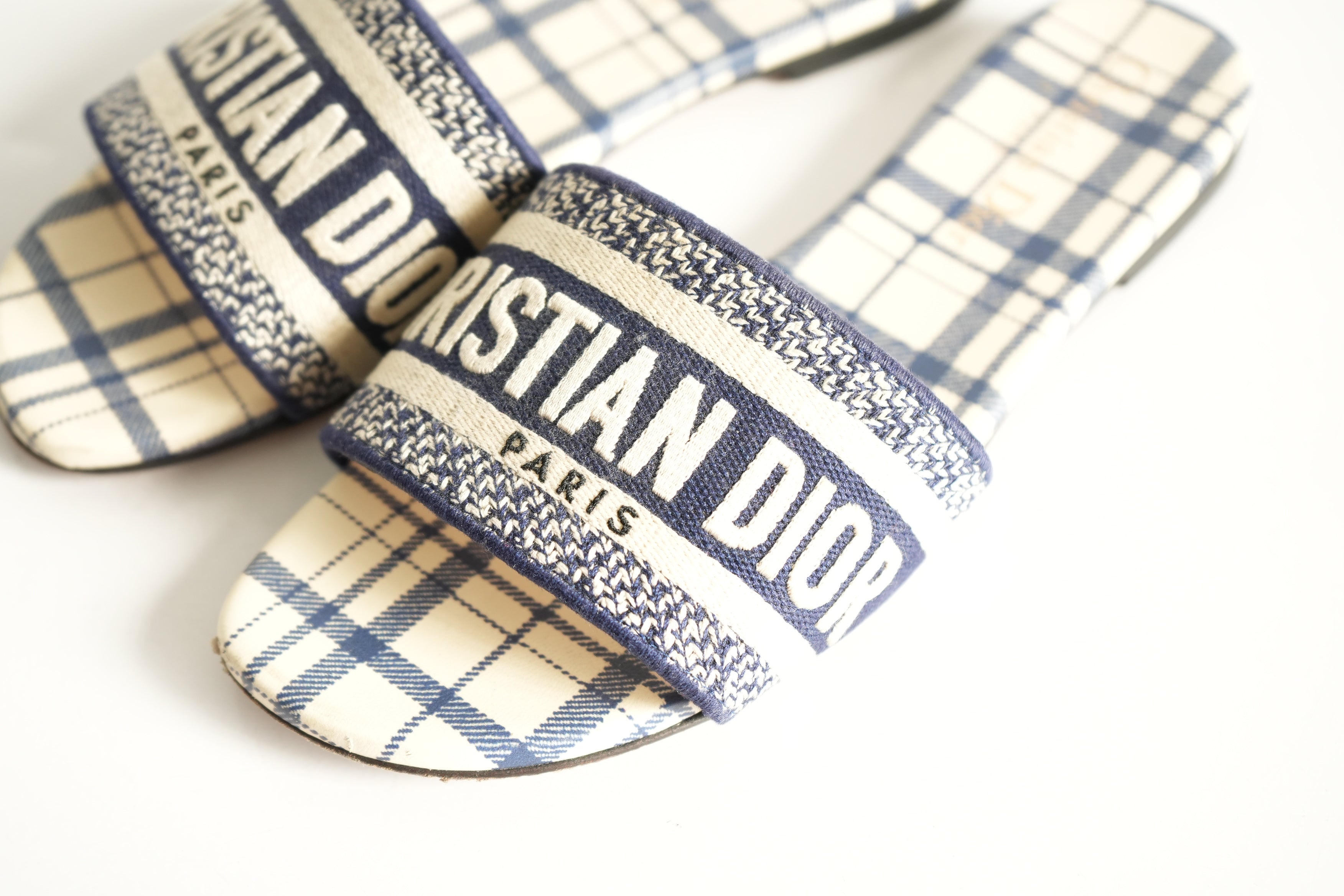 Christian Dior Blue Dway Slides Size 36 1/2