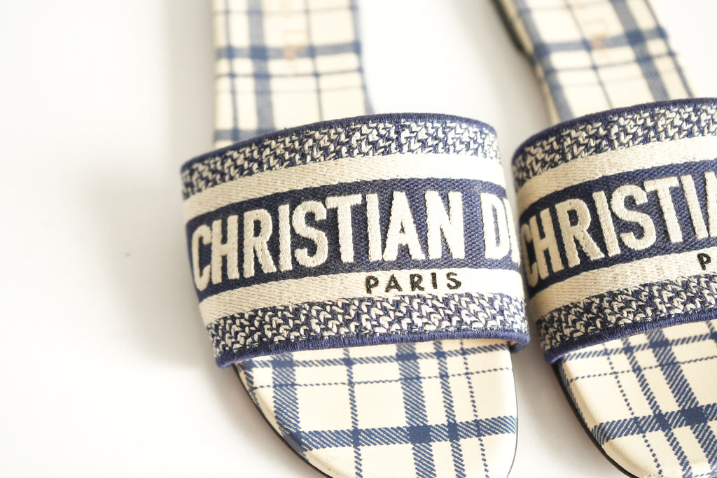 Christian Dior Blue Dway Slides Size 36 1/2