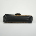 Gucci Brown Marmont Black Leather Canvas GG Bag