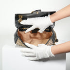 Gucci Brown Marmont Black Leather Canvas GG Bag
