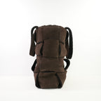 Bottega Veneta Dark Brown Suede Shearling Woven Tote Bag W/ Dust Bag