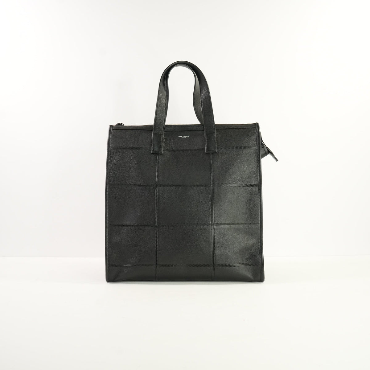 Saint Laurent Black Leather Patchwork Shopping Tote Bag w/ dust bag