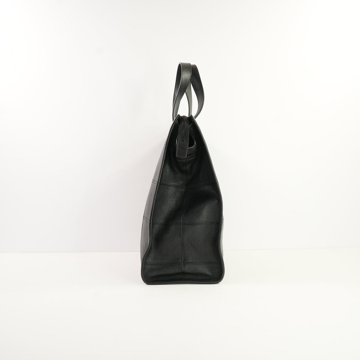Saint Laurent Black Leather Patchwork Shopping Tote Bag w/ dust bag