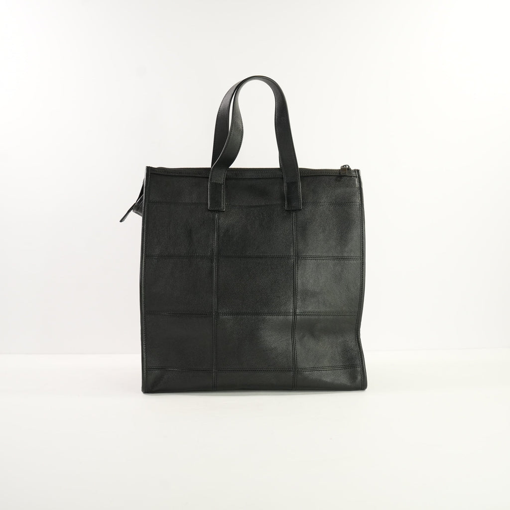 Saint Laurent Black Leather Patchwork Shopping Tote Bag w/ dust bag