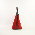 Hermes Red Ribbed Wool Garden Party Voyage W/Black Trim 49 Tote Bag