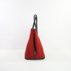 Hermes Red Ribbed Wool Garden Party Voyage W/Black Trim 49 Tote Bag