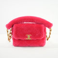 Chanel Hot Pink Shearling Flapbag, Full Set (2020)