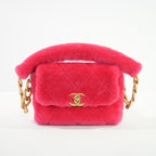 Chanel Hot Pink Shearling Flapbag, Full Set (2020)