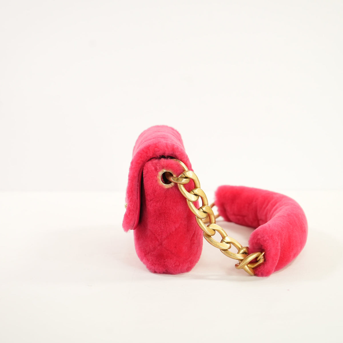 Chanel Hot Pink Shearling Flapbag, Full Set (2020)