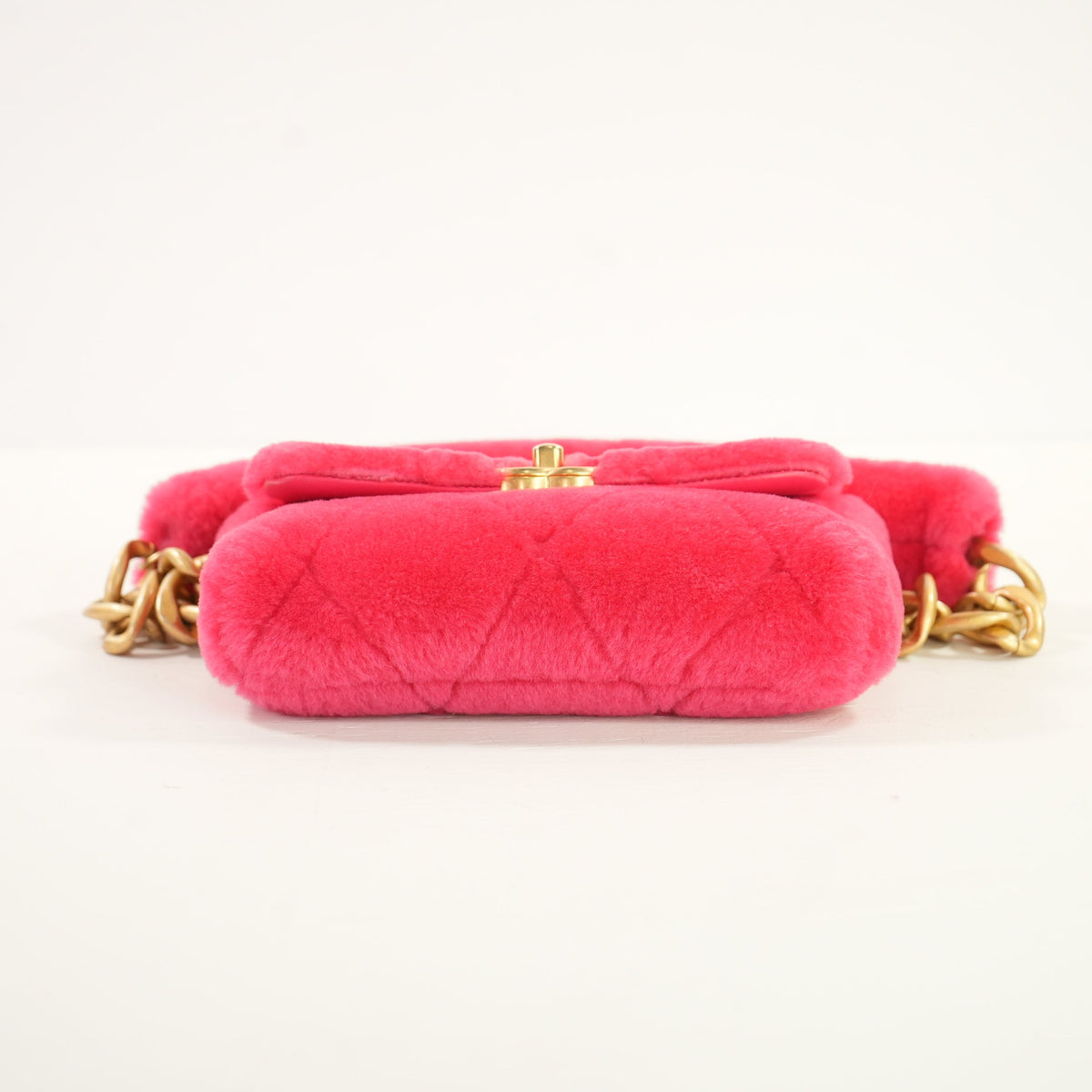 Chanel Hot Pink Shearling Flapbag, Full Set (2020)