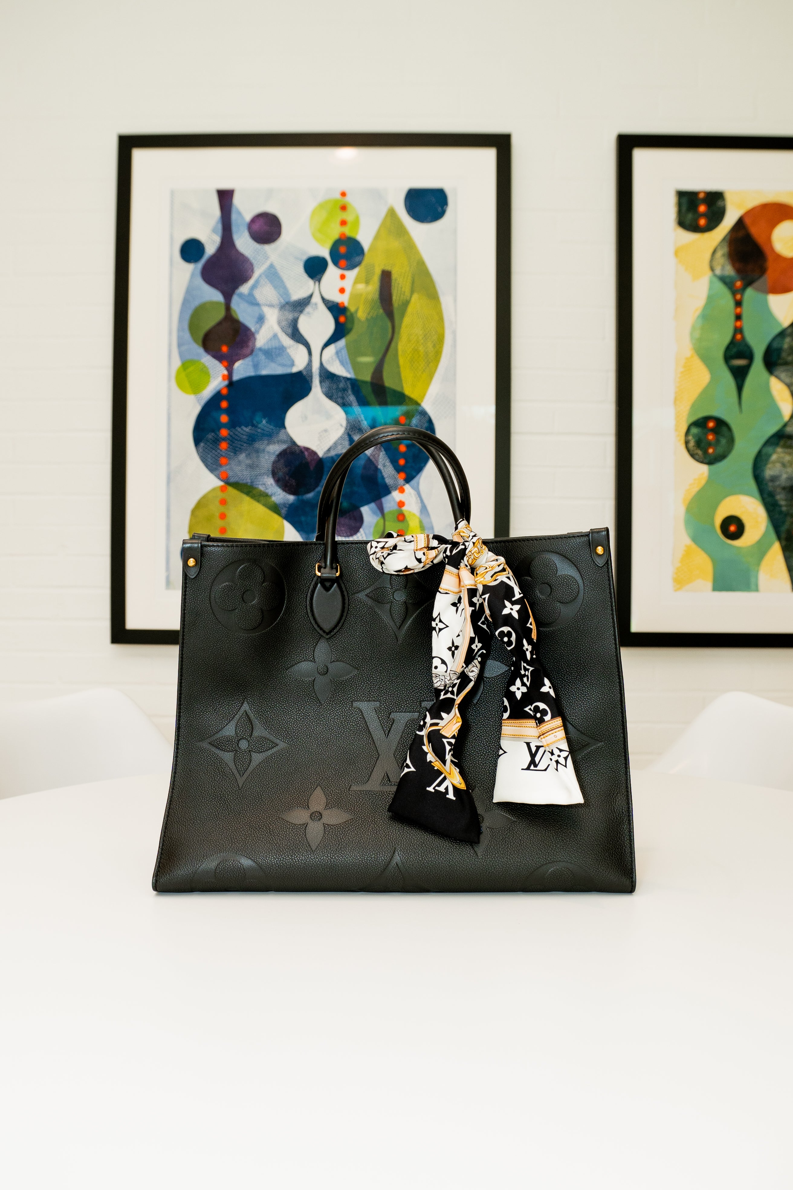 Louis Vuitton Empreinte Monogram Giant On The Go Bag w LV Scarf ARKOLLAB