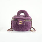 Chanel Small Quilted Shearling Top Handle Vanity Case with Chain