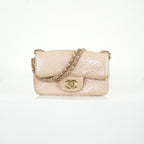 Chanel Metallic Snakeskin Medium Double Flap in Light Beige