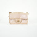 Chanel Metallic Snakeskin Medium Double Flap in Light Beige