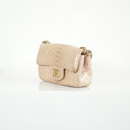 Chanel Metallic Snakeskin Medium Double Flap in Light Beige