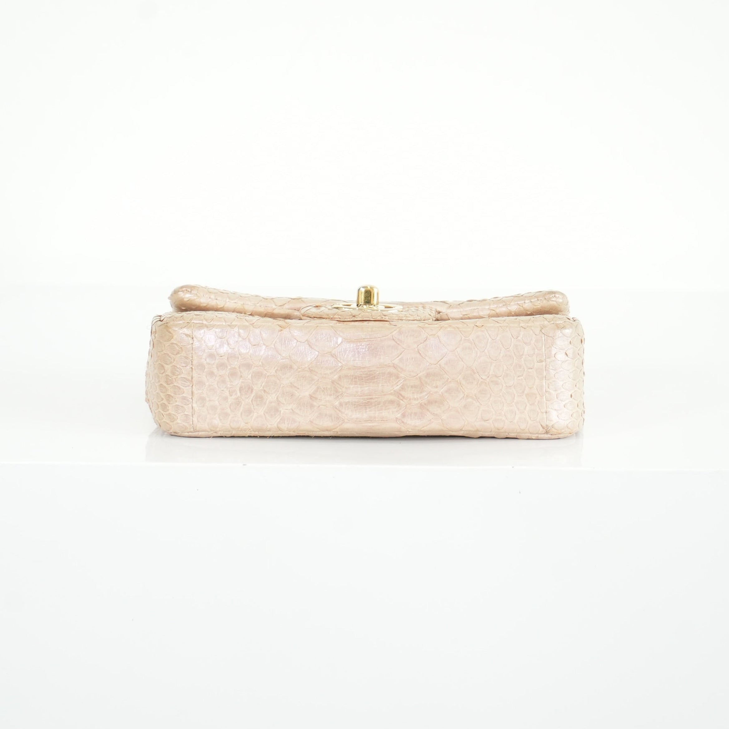 Chanel Metallic Snakeskin Medium Double Flap in Light Beige