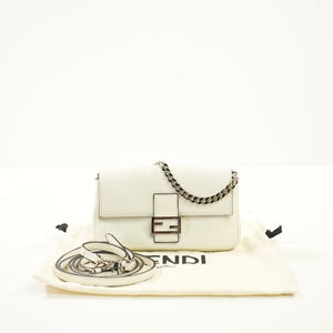 Fendi Micro White Baguette W/Dustbag