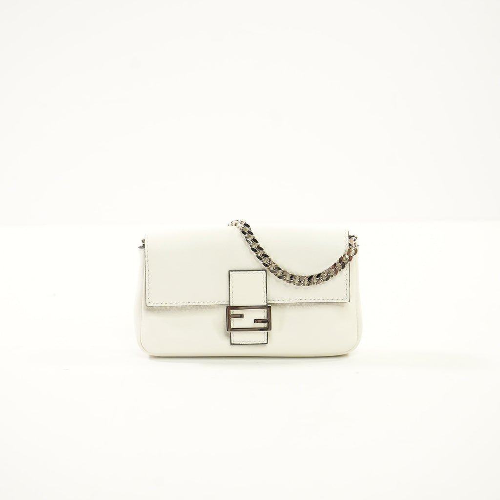 Fendi Micro White Baguette W/Dustbag