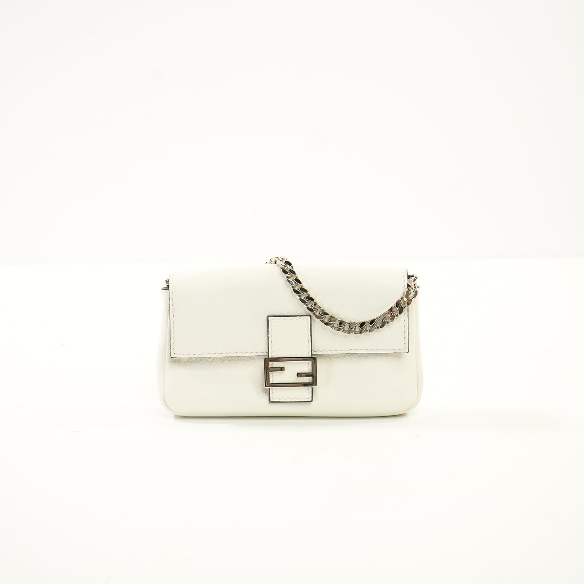 Fendi Micro White Baguette W/Dustbag