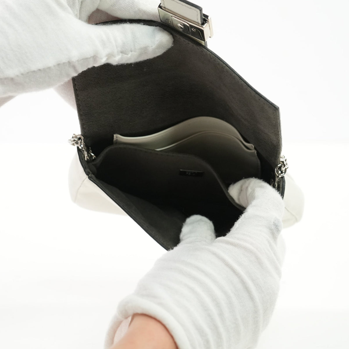Fendi Micro White Baguette W/Dustbag