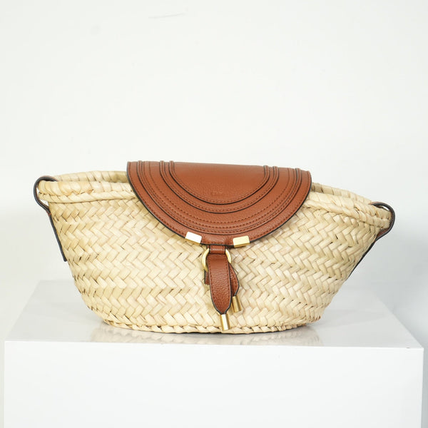 Chloe Marcie Small Raffia Basket Bag