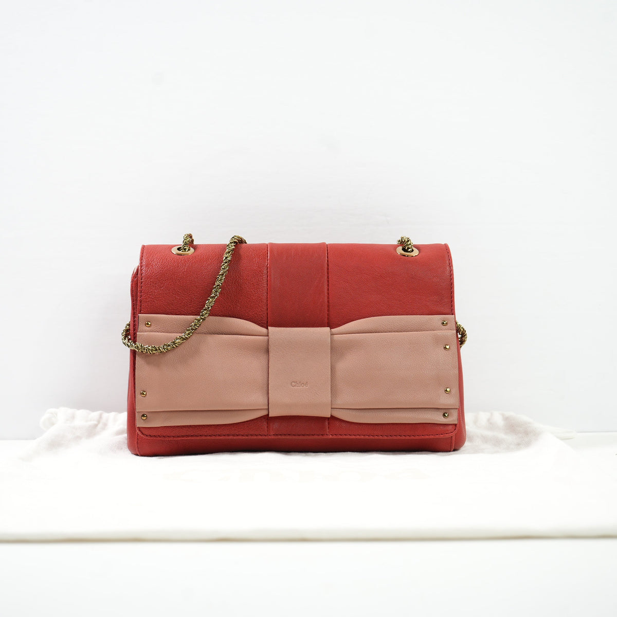 Chloe June Bow Small Shoulder Bag 2013 Red And Pink