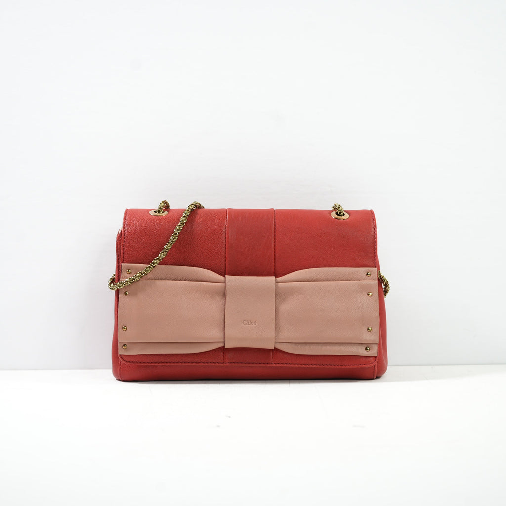 Chloe June Bow Small Shoulder Bag 2013 Red And Pink