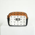 MCM Klassik Visetos Mix Small Crossbody in White and Brown