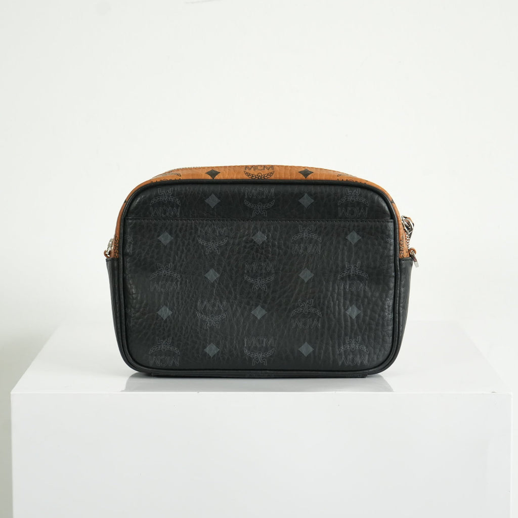 MCM Klassik Visetos Mix Small Crossbody in White and Brown