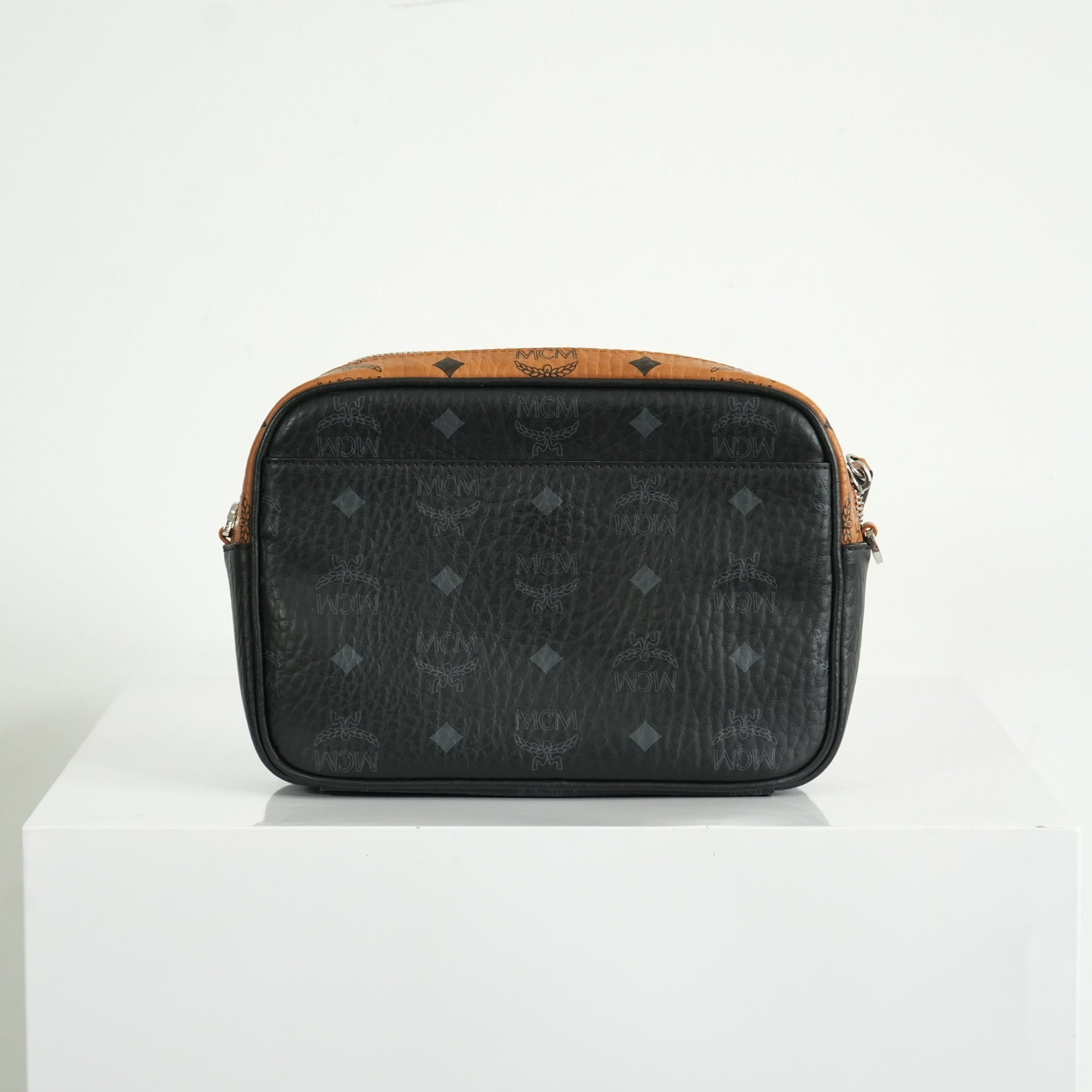 MCM Klassik Visetos Mix Small Crossbody in White and Brown