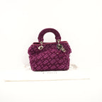 Lady Dior Woven Purple Velvet Handbag W/Dustbag