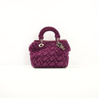 Lady Dior Woven Purple Velvet Handbag W/Dustbag