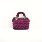 Lady Dior Woven Purple Velvet Handbag W/Dustbag