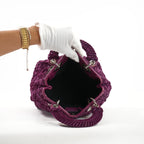 Lady Dior Woven Purple Velvet Handbag W/Dustbag