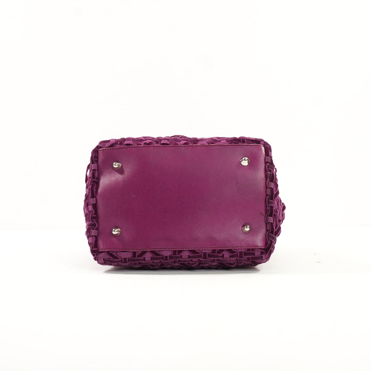 Lady Dior Woven Purple Velvet Handbag W/Dustbag