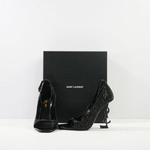 Saint Laurent Opyum Crystal-Embellished Heeled Sandals Size 38.5, Full Set