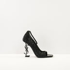 Saint Laurent Opyum Crystal-Embellished Heeled Sandals Size 38.5, Full Set