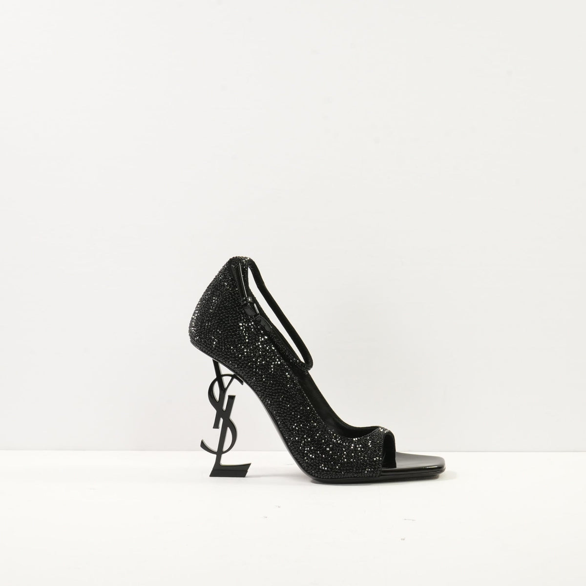 Saint Laurent Opyum Crystal-Embellished Heeled Sandals Size 38.5, Full Set