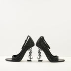 Saint Laurent Opyum Crystal-Embellished Heeled Sandals Size 38.5, Full Set